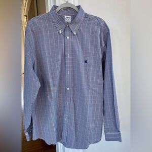 Brooks Brothers Regent Navy Blue Striped Shirt XL